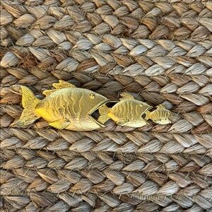Elegant‎ Gold Fish Family Brooch